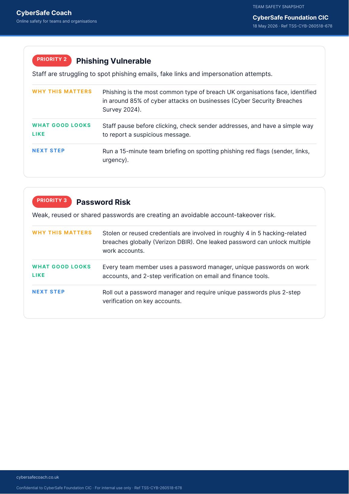 Sample Team Safety Snapshot page 4