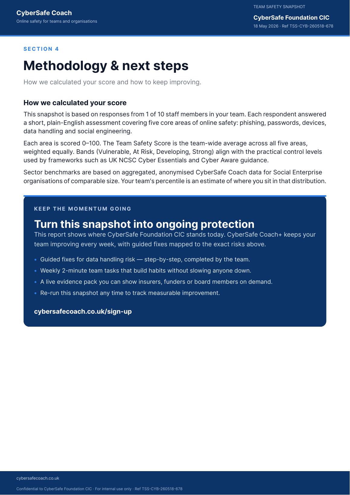 Sample Team Safety Snapshot page 6